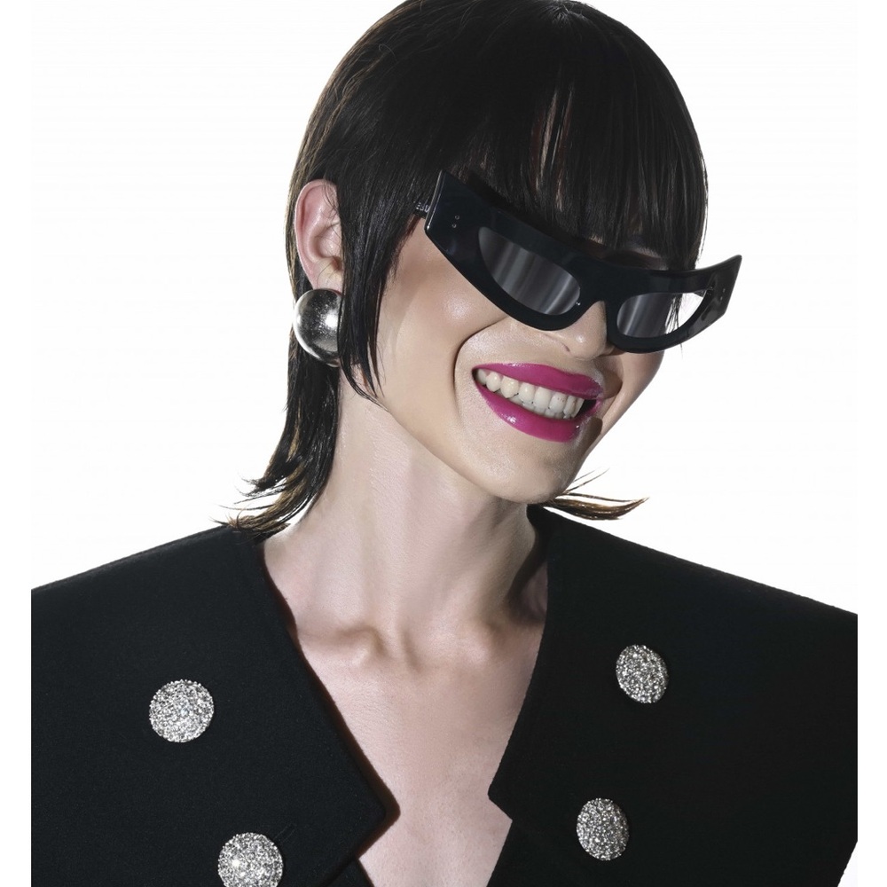 Brand New GEORGE KEBURIA black mirror cat eye sunglasses